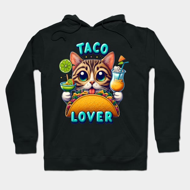 Taco Lover Cat With Refreshing Drink Hoodie by coollooks